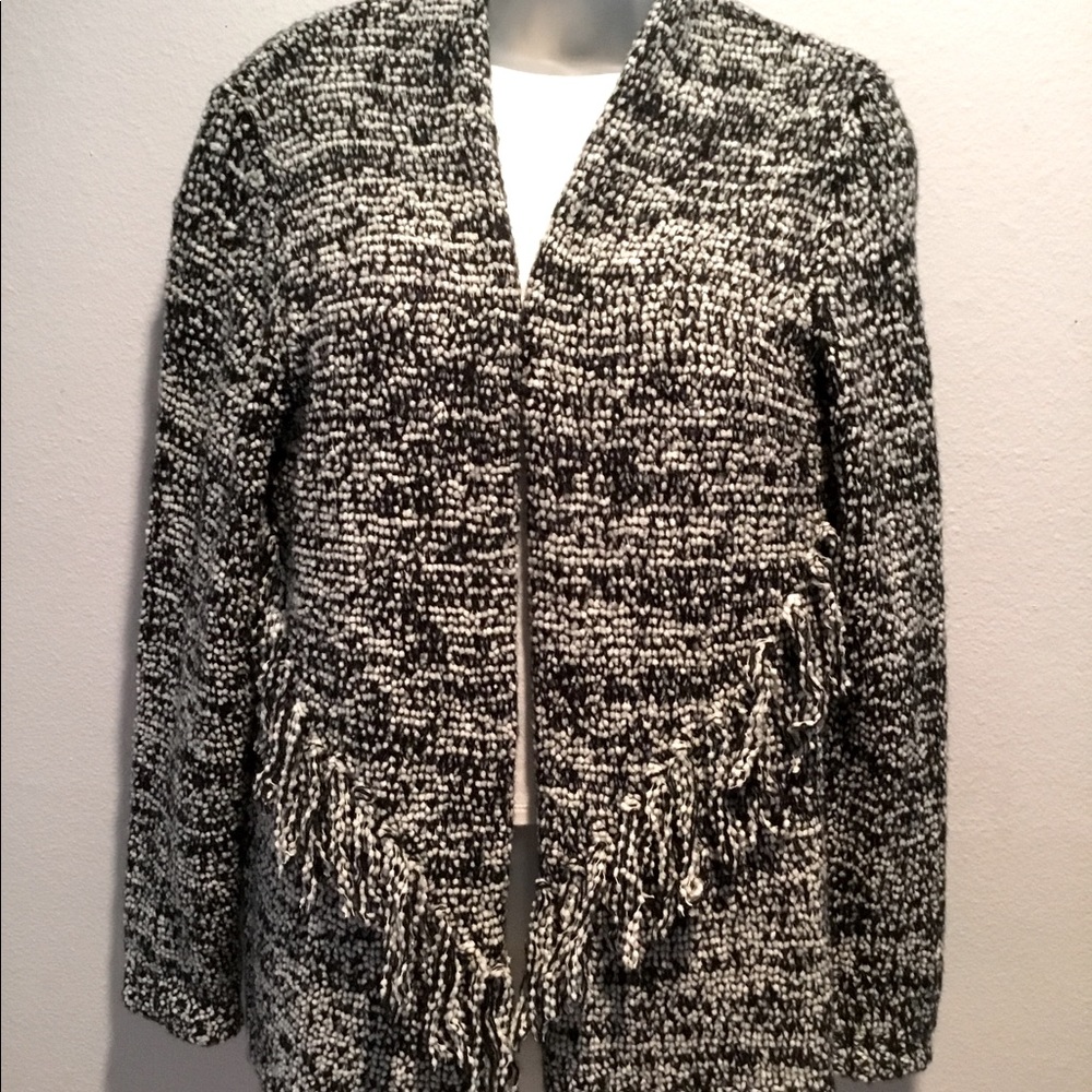 Black and white cozy cardigan sweater